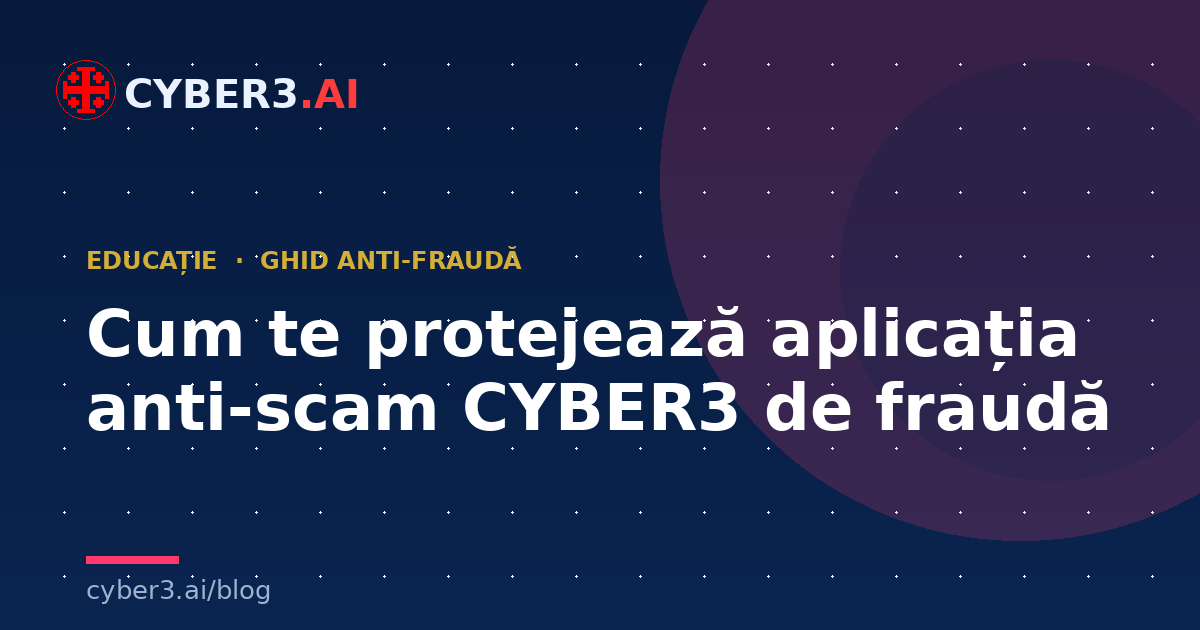 Cum te protejează aplicația anti-scam CYBER3 de fraudă